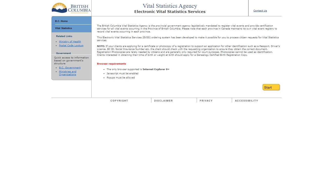 Electronic Vital Statistics Services (EVSS) - Gov